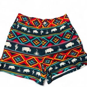 Trendy Multicolor Patterned Women's Shorts